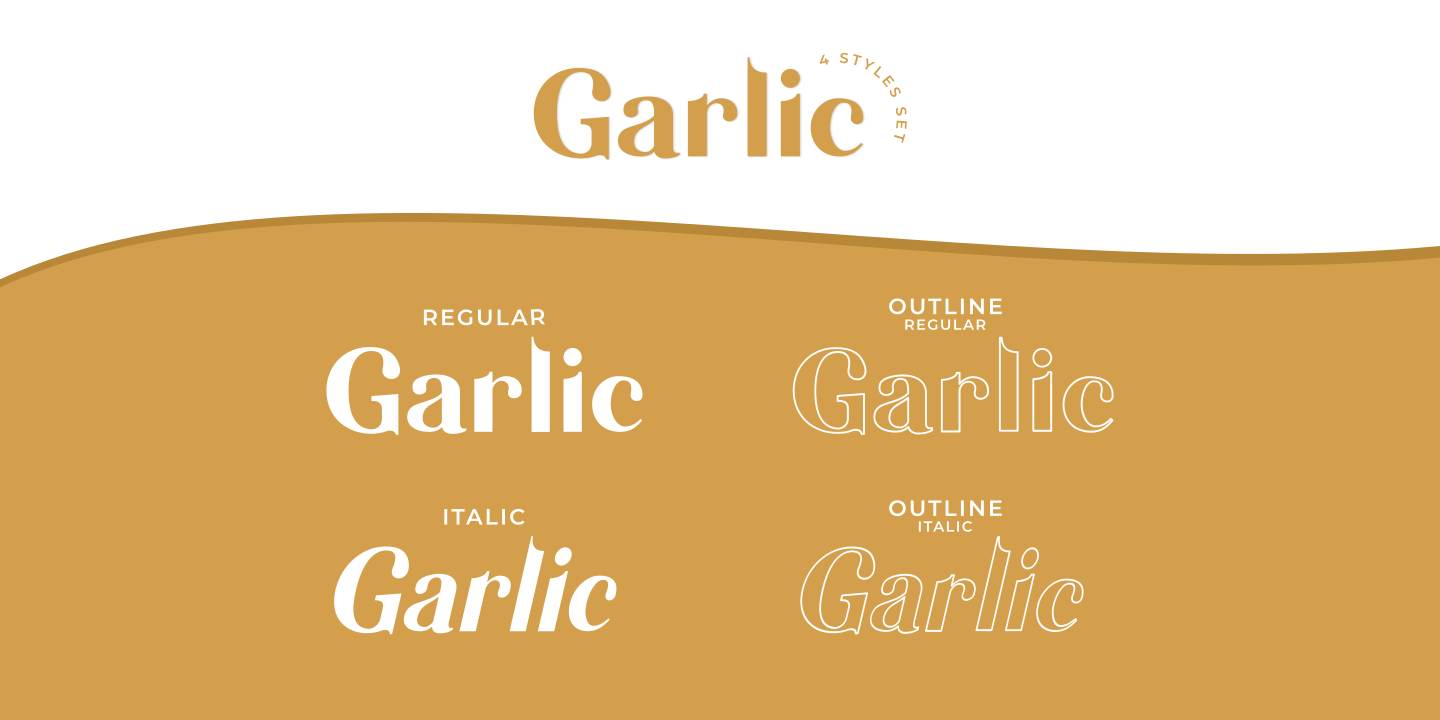 Garlic Outline Italic Font preview